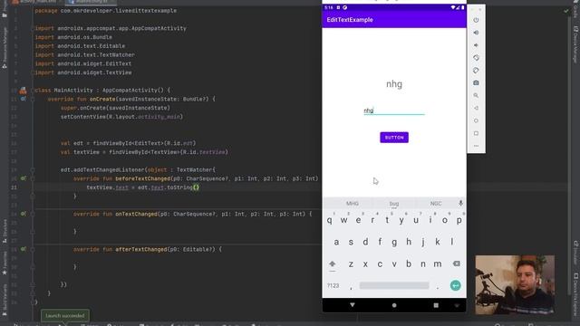 Android Kotlin | EditText(plain text) getText and live display on a textView using text watcher. смотреть онлайн