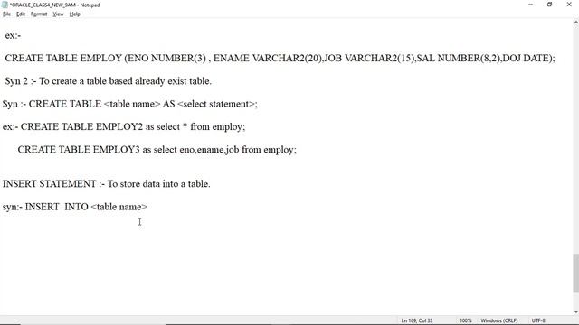 Oracle SQL statements Create table insert смотреть онлайн