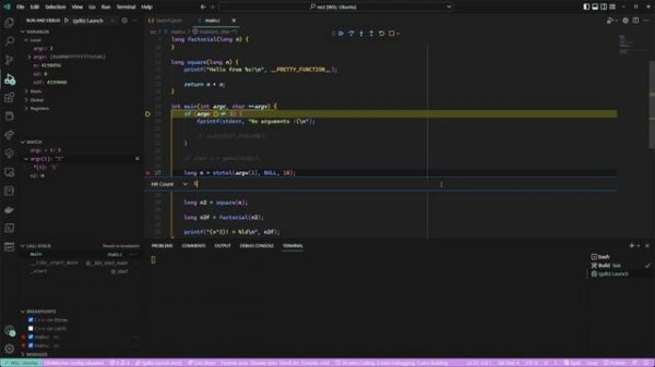 Сборка и отладка проектов на C в VSCode