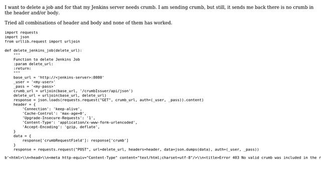 Jenkins API Response is not taking Crumb смотреть онлайн