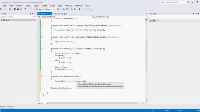 Visual Studio Winform Tic Tac Toe Tutorial Example (C#) смотреть онлайн