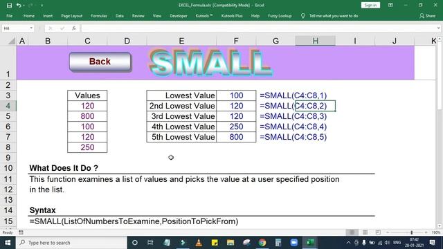SMALL Formula in Excel Part 5 смотреть онлайн