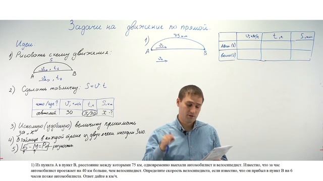 Урок 1. Решение задач на движение по прямой 1 (ЕГЭ, ОГЭ). смотреть онлайн