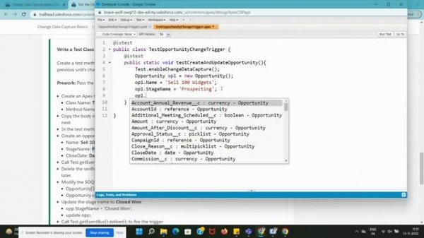 Test the Change Event Trigger | Change Data Capture Basics