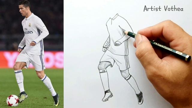 How to draw CRISTIANO RONALDO with a ball смотреть онлайн