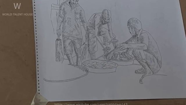 Drawing "Fish market" With Ballpoint Pen | Pen Drawing смотреть онлайн