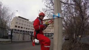 Подъём на жб опору с использованием комплекта 'Энерго Венто'