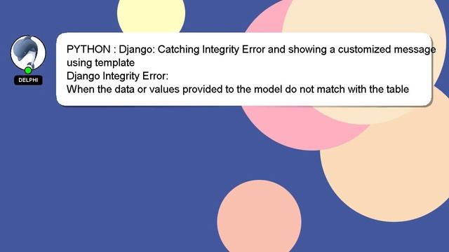 PYTHON : Django: Catching Integrity Error and showing a customized message using template смотреть онлайн