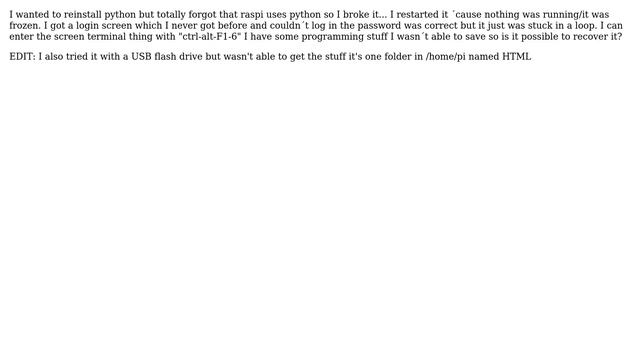Raspberry Pi: Recover from broken pi (no python) смотреть онлайн
