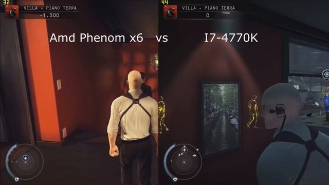 Hitman Absolution I7-4770K vs AMD Phenom x6 1100T pc gameplay frame test S. HD 7870 GHz 2GB 1080p смотреть онлайн
