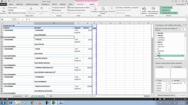 LISTA DE INSUMOS CON EXCEL смотреть онлайн