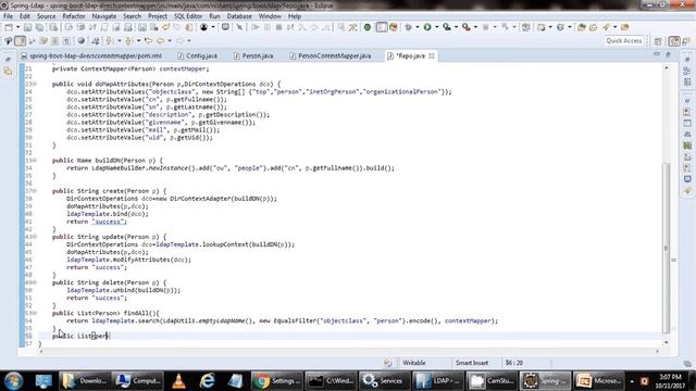 Spring Ldap using ContextMapper смотреть онлайн
