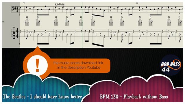 I should have know better - The Beatles - Backing Track - play along bass guitar or guitar - Tabs смотреть онлайн