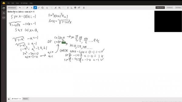 Sinx - cosx = -1 solution