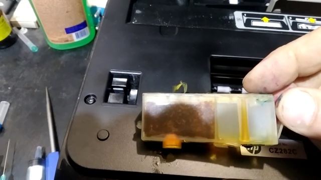 HP 5525 + перезаправляемые картриджи 655 заправка, балансировка смотреть онлайн