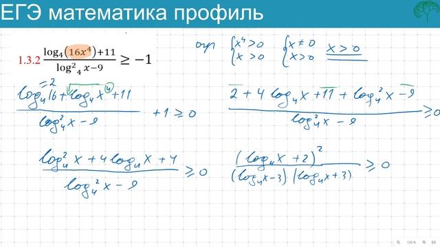 Логарифмическое неравенство из № 14 ЕГЭ математика профиль смотреть онлайн