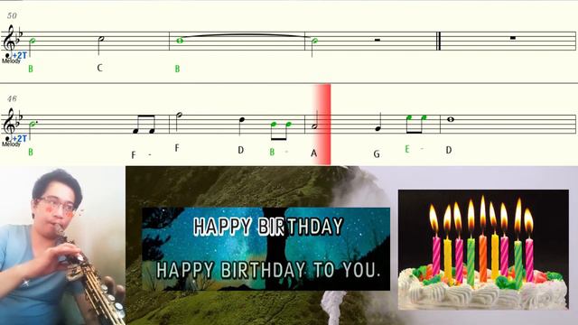 HAPPY BIRTHDAY SAYO ANG PULOTAN saxophone soprano flute instrumental letter notes + backing track смотреть онлайн