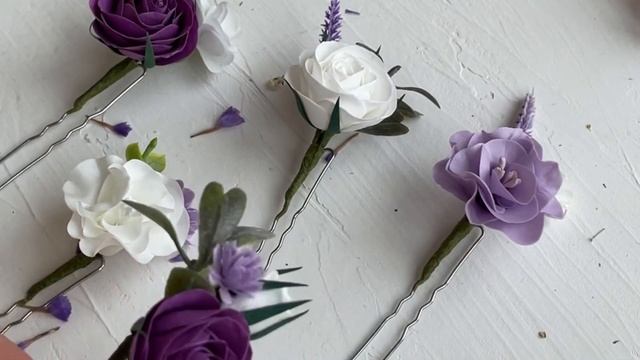 Lavender wedding hair pins set Bridal hair piece very peri wedding idea Handmade hair accessories смотреть онлайн