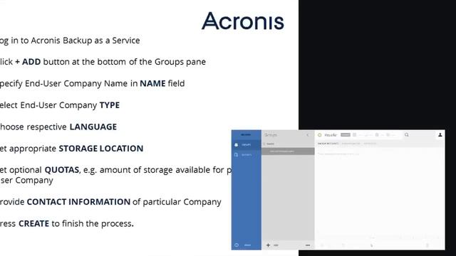Acronis Backup Cloud Tutorial: Onboarding new End-User Company смотреть онлайн