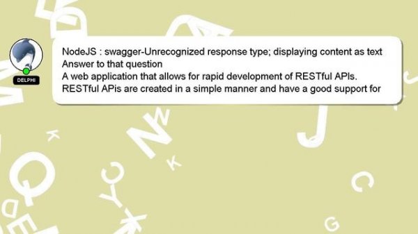 NodeJS : swagger-Unrecognized response type; displaying content as text