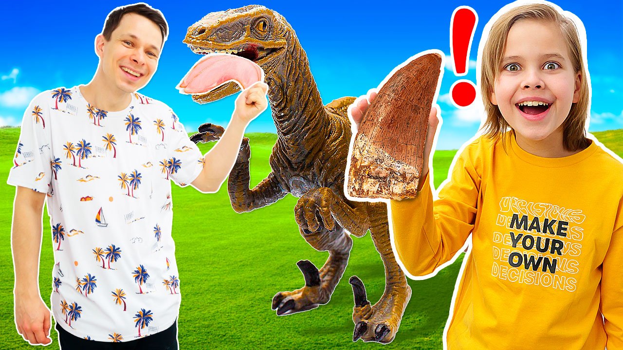 Какими были динозавры Тирекс и Велоцираптор? Изучаем динозавров! Видео про игрушки для детей смотреть онлайн