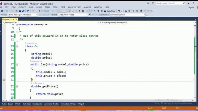 this keyword to invoke current class method in C# Programming смотреть онлайн