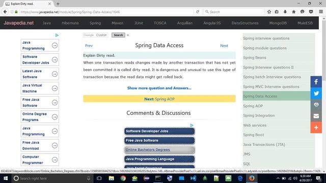 Explain Dirty read.
| javapedia.net смотреть онлайн