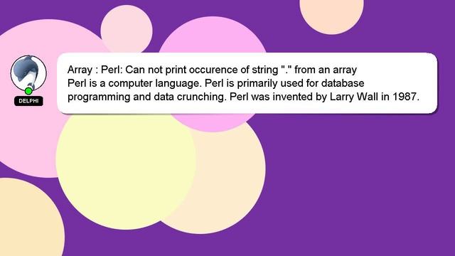Array : Perl: Can not print occurence of string "." from an array смотреть онлайн