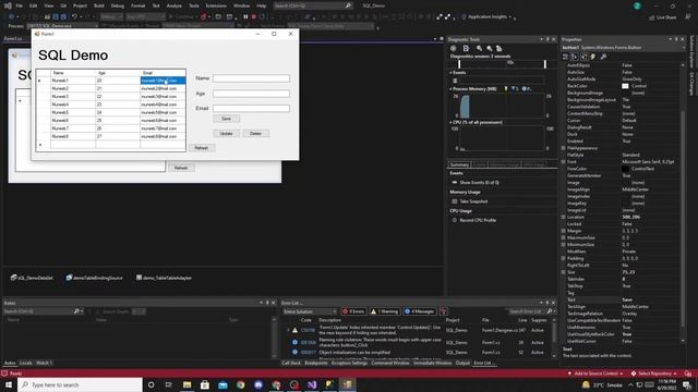 CRUD Operation on SQL Database using Desktop application C# смотреть онлайн