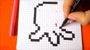 Как рисовать Осьминога по клеточкам How to Draw Pixel Art for Kids