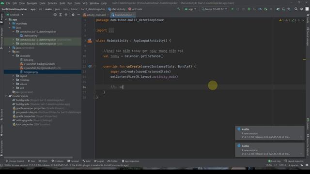 12. Androidstudio kotlin - DatePicker TimePicker kotlin - select date and time in kotlin app смотреть онлайн