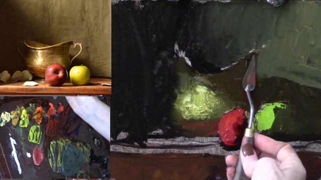 How to Paint with a Palette Knife - Brass and Apples смотреть онлайн