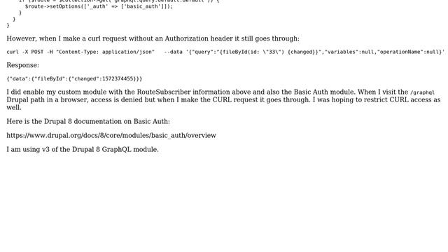 Drupal: How do I restrict GraphQL access with Basic Auth? смотреть онлайн