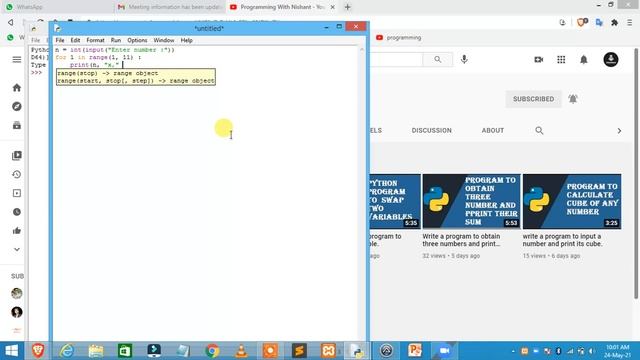 How to write a python program to print the table of a given number. the no.has to be entered by use смотреть онлайн