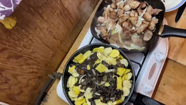 820/ Деревенская картошка с грибами и индейкой! Обед на даче. смотреть онлайн