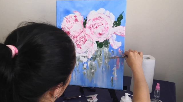 отчёт с Мастер класса по живописи для начинающих "Пионы". Картина акрилом смотреть онлайн