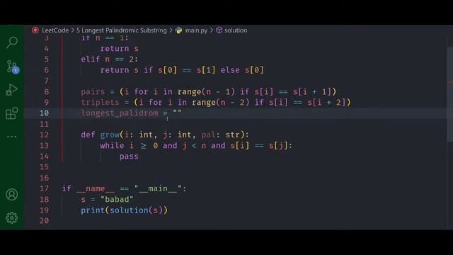 [LeetCode Challenge #3] Problem 5 - Longest Palindromic Substring [Python] смотреть онлайн