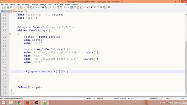 Php Dersleri 014. Txt Veri Çekme, Session işlemleri, Üye Girişi смотреть онлайн