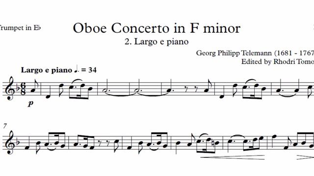 Trumpet play along: Telemann TWV51:F1 Concerto in F minor 2. Largo смотреть онлайн
