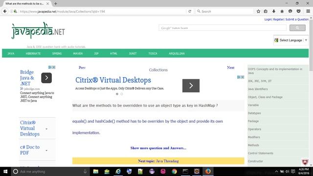 What are the methods to be overridden to use an object type as key in HashMap ?
- javapedia.net смотреть онлайн