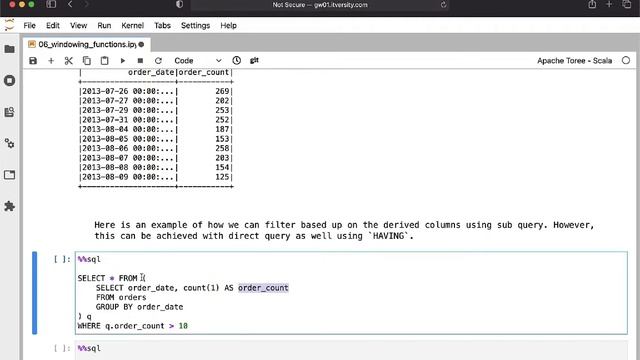 Data Engineering Spark SQL - Windowing Functions - Overview of Subqueries смотреть онлайн