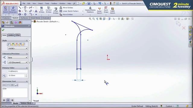 Scaling Sketch Entities 2 Minute Tuesday - What's New In SolidWorks 2014 by Cimquest смотреть онлайн