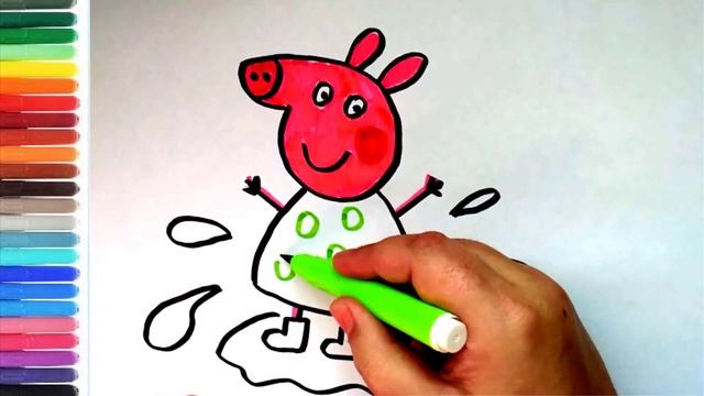 Свинка Пеппа рисунок и раскраска.Развивающий мультик для малышей. смотреть онлайн