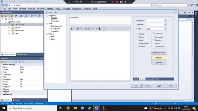 Tutorial membuat class diagram dengan software enterprise architect | create Class diagram EA смотреть онлайн