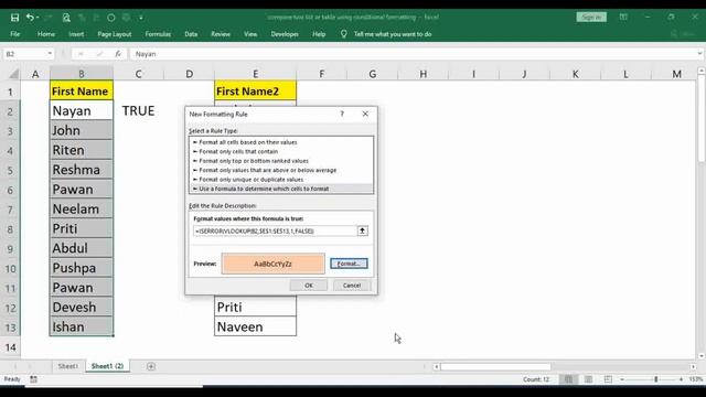 Compare two lists in Excel | Compare two lists using conditional formatting смотреть онлайн
