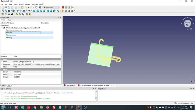 073 FreeCAD 0 19 working with imported stl mesh in the mesh design workbench using csg modeling смотреть онлайн