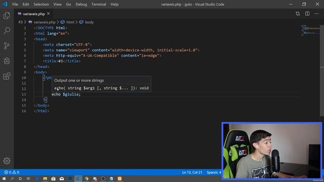 Variáveis, echo e concatenação - Curso de PHP #3 смотреть онлайн