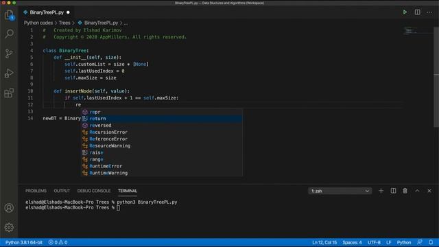 Insert a value Binary Tree Python List Data Structures and Algorithms in Python 720p смотреть онлайн