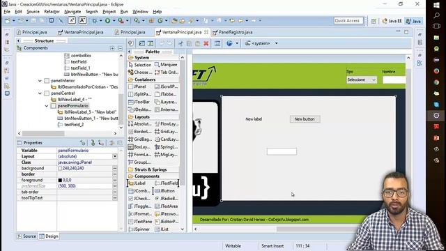 Como Combinar Layouts en Java : Flow y AbsoluteLayout en Panel Central смотреть онлайн