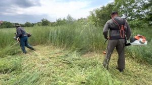 Cutting big grass with Stihl Fs 490-C and Husqvarna 545-RX. ( Stihl si Husqvarna in iarba mare.)